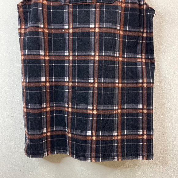 Plaid Corduroy Pinafore Dress With Adjustable Straps For Casual Or Layered Wear - Picture 4 of 13